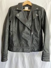 Tu Women's Faux/vegan Leather Biker Jacket - Black - Uk Size 12