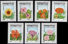 Stamps Cambodia 1983 Sc 434-40 Flowers Full Set MNH