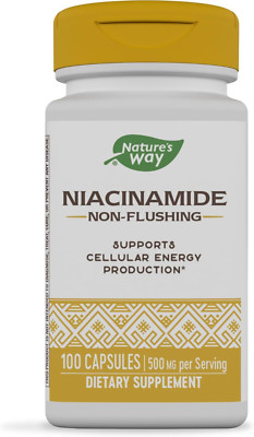 Nature's Way Niacinamide, Supports Cellular Energy Production 500mg 100 Capsules