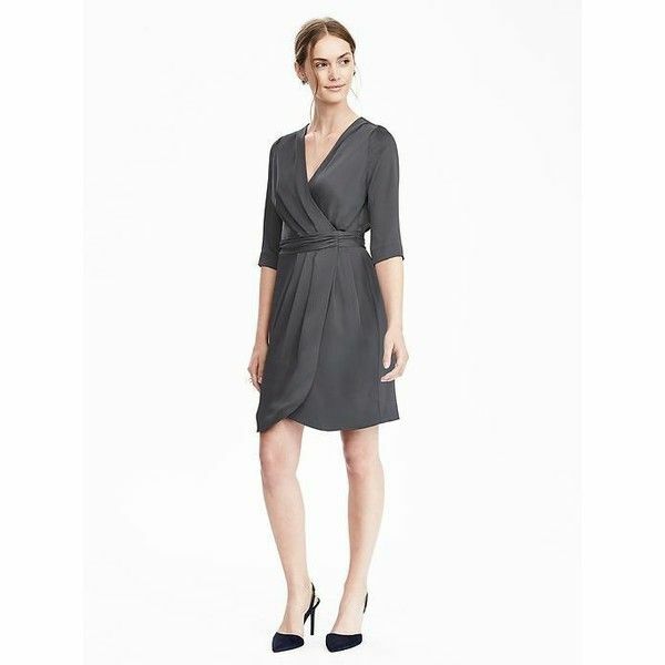 banana republic grey wrap dress Gray Crossover Tulip Surplice Sheath 10 Excellent Ebay