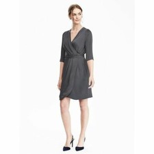 Banana Republic Gray Crossover Tulip Wrap Surplice Sheath Dress 10 Excellent