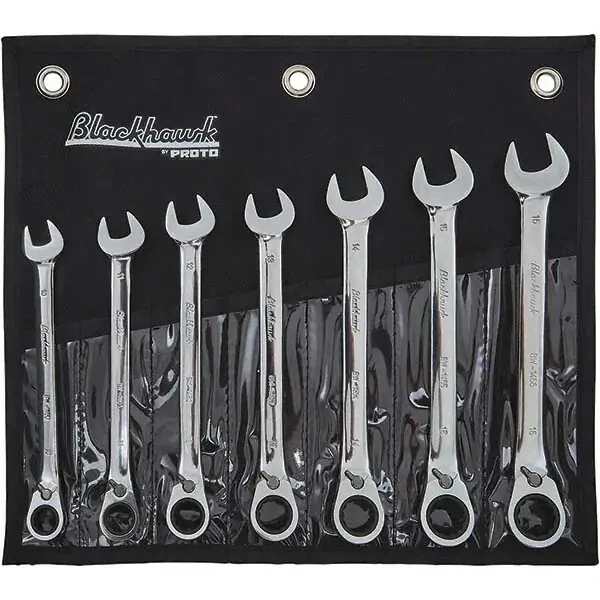 7pc Blackhawk By Proto Reverse Gear Ratcheting Wrench Set 12-PT Metric BW-1407MS