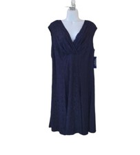 CHAPS 18W Navy Sleeveless Lace Overlay Dress Women