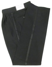 New Men's Black Tuxedo Pants Machine Washable Polyester Regular Rise 41" Waist