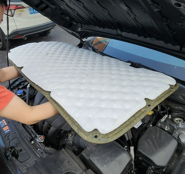 white Engine Hood Insulation Pad Soundproof Heat Shield For Mazda