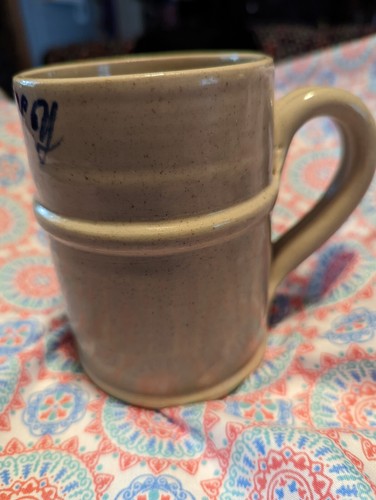 Sackets Harbor NY Williamsburg Pottery Coffee Tea Mug Glazed Tan Speckled Floral - Picture 5 of 12