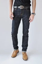 Simple&Raw Green Rover 18oz. Selvedge Denim Men's Jeans Slim Straight Fit