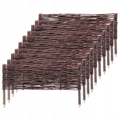 KADAX Palisade aus Weide, natürlicher Weidenzaun, 10 Stück, 60x30cm