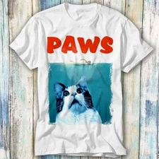 Paws Jaws Parody Kitten Kitty Cat Pet Lover T Shirt Meme Gift Top Tee Unisex 996