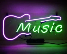 Guitar Neon Light Sign Music Studio Bar Club Art Wall Hanging Nightlight 20"