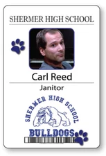 CARL REED THE JANITOR BREAKFAST CLUB NAME BADGE HALLOWEEN COSPLAY MAGNET BACK