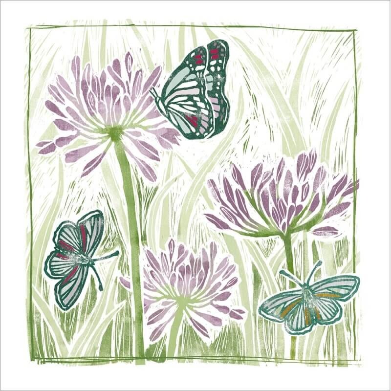 Pretty Birthday Card Butterflies Floral - Stylish Design Greeting Card
