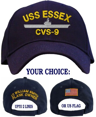 Personalized USS Essex CVS-9 Embroidered Baseball Cap - in 3 colors