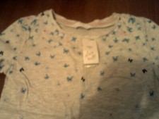 New M&S Sleepwell Pyjamas Size 8 Grey & Blue Butterflies Tshirt Style Top