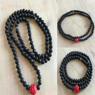 6mm 108 Lava cinnabar Bracelet cuff spirituality natural mala Yoga