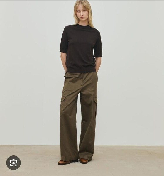 Women Massimo Dutti Trousers Khaki Cotton 44