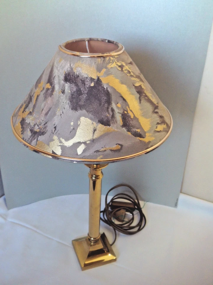 Messing Tischlampe Vintage Tischleuchte Fenster Beistelltisch Lampe Antik Stil - Bild 1 von 4