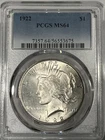 1922 PCGS MS64 Silver Peace Dollar Philadelphia Mint. $1