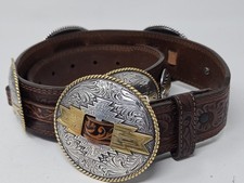 VTG Justin Western Brown Leather Belt Navajo Creek C21105 USA Size 30