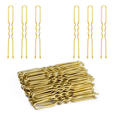 U Shaped Hair Pins, 2.4inch Bun Hair Pins for Women with Storage Box, Gold