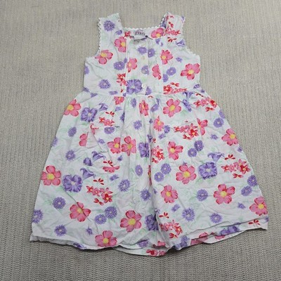 Basic Image Dress Girls 10 White Pink Purple Floral Sleeveless Spring Summer 90s