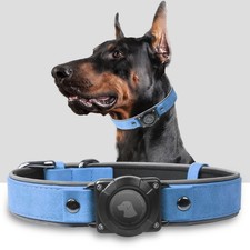 Leather AirTag Dog Collar, Waterproof Dog Collar with Tag Holder, with Apple ...