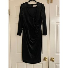 Eliza J long sleeve velvety sparkly black party whimsy goth dress size 16