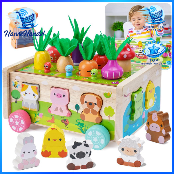 Montessori Spielzeug Holzspielzeug 7-In-1 Farmspiel Ab 1-3 Jahr Kinder-image