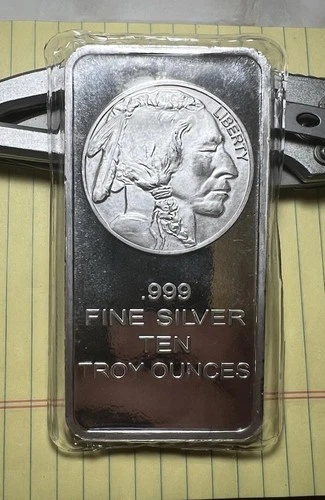 10 Troy oz Buffalo .999 Fine Silver Bar Sealed