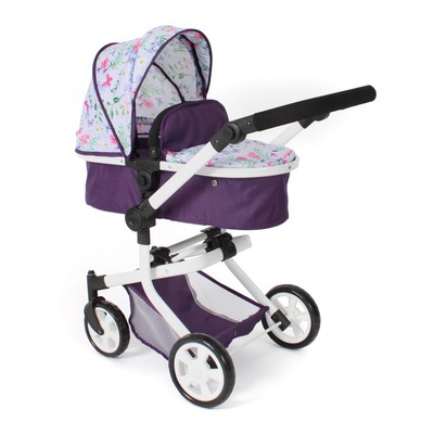 Bayer Chic 2000 Puppen Kombi-Puppenwagen MIKA Flowers lila NEU