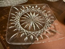 Waterford 2 Lismore Crystal Square 8" Plates Luncheon / Salad MINT Condition