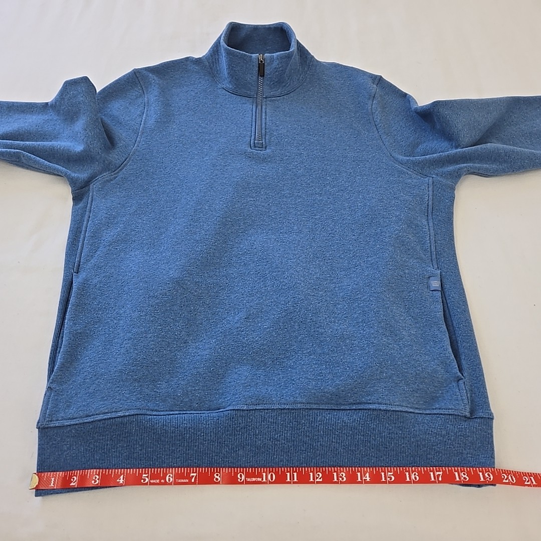 Mack Weldon Ace Half Zip Pullover Ice Storm Heather Blue Men's XL 1/4 Zip