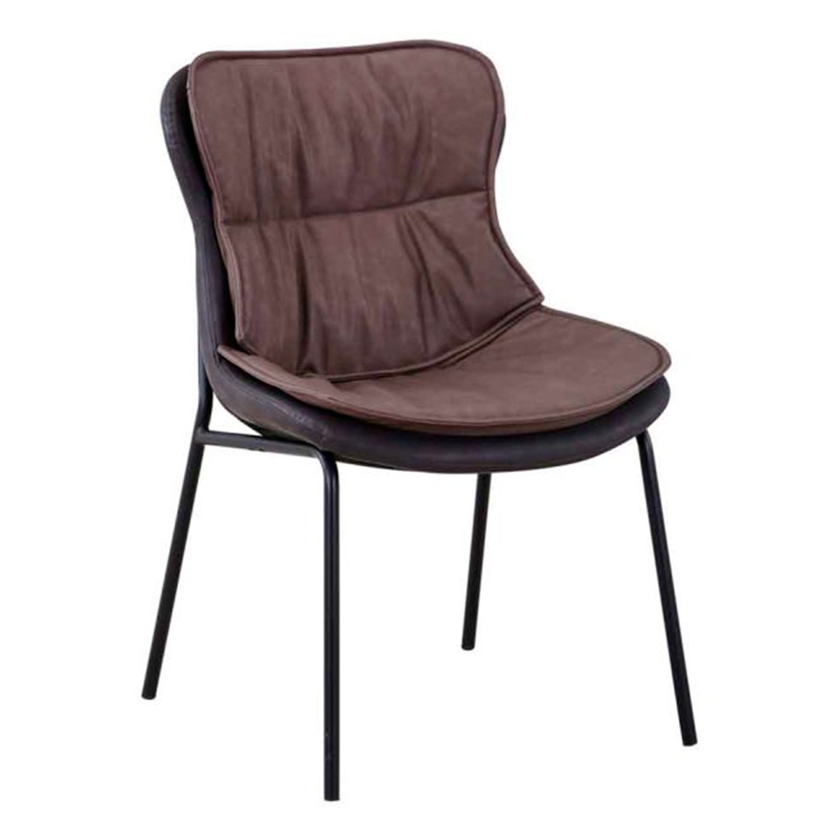 Chaise design Brady bicolore marron 84cm en similicuir vintage et piètement métal