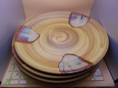 11'' Stoneware Sango Splash #4951 Brown Drip Glaze Large Plates - Set of 4