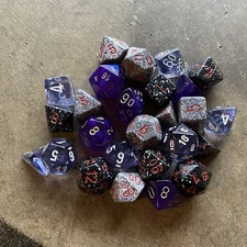 Vintage Chessex Polyhedral speckled dice set OOP deep purple Valdis D&D 25 Piece