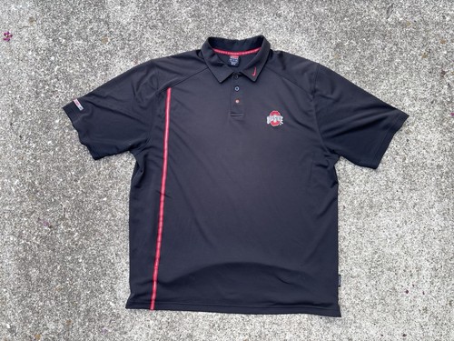 Nike Dri-Fit Ohio State Buckeyes Polo Shirt Sz XXL Black Gray Short Sleeve