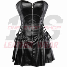 Women’s Plus Size Leather Corset Skirt Set Steampunk Gothic Punk Rock Outfit