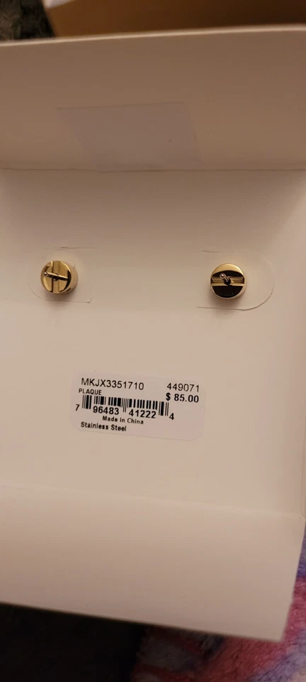 NWT MICHAEL KORS PLAQUE ROSE GOLD-TONE STAINLESS STEEL EARRINGS  - Image 4 of 4