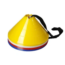 12 Pack High-Visibility Soccer Cones | Convertible Hurdle  Carry Strap