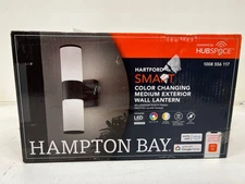 Hampton Bay Hartford 14.25 in. Black LED Smart Cylinder Outdoor Wall Sconce