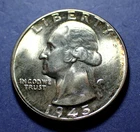 1945 Washington Quarter  Ch. BU