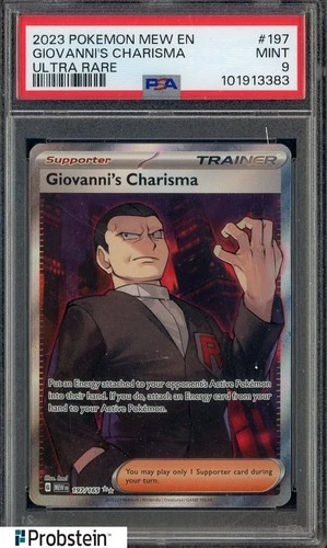 2023 Pokemon Mew En #197 Giovanni's Charisma Ultra Rare PSA 9 MINT