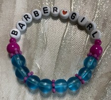   Free Shipping  Girls  Barber Girl  Pink And Blue Stretch Bead Bracelet Size 6.