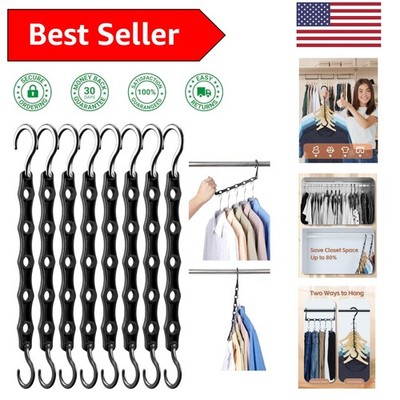 Versatile Black Magic Hangers - 10 Pack with 5 Hole Slots for Efficient Storage