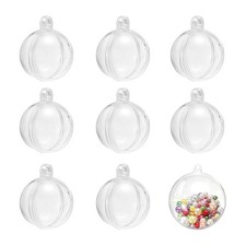 10Pcs Round Clear Fillable Balls Ornament with No Hole Pearl, 1.2Inch Hanging