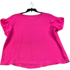 Shein Curve Blouse Womens Plus Size 2XL Pink Short Sleeve