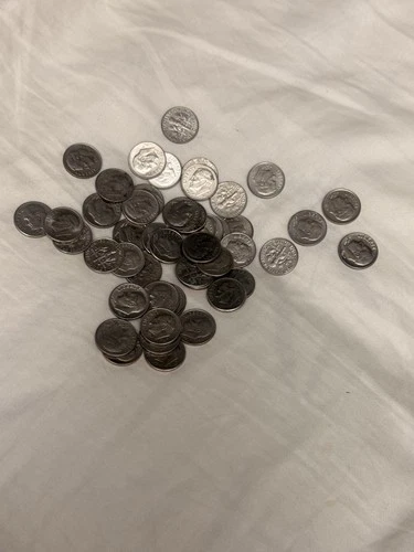 1960-2000 D-P Rosevelt Dime Roll 50 Coins Uncirculated Mint State Cheap Price.BU