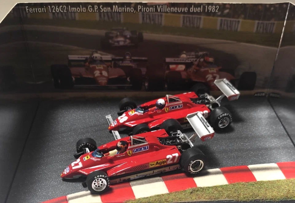 BRUMM 1:43 AUTO F1 FERRARI 126C2 20°ANNIVERSARY VILLENEUVE-PIRONI DUEL 1982 AS28 - Immagine 2 di 4