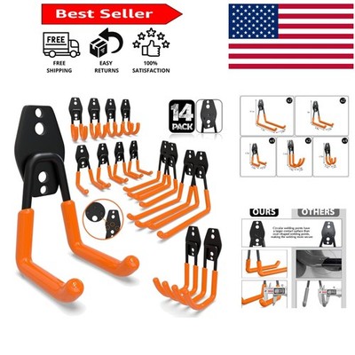 Versatile 14-Piece Garage Hooks for Hanging Tools & Gear - Maximum 92 lbs