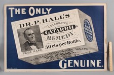 Antique Dr. P Hall Erie, PA Medicine Remedy Advertising Paper Lithograph Poster
